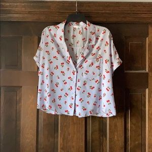 Cherry Sheer Short Sleeve Top